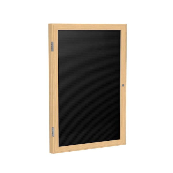 Ghent Enclosed Letter Board, 1 Door, Flannel, Oak Frame, 3 ft H x 2 ft W, Black PW13624B-BK - main